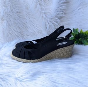 Steve Madden Black Denim Espadrille Wedge